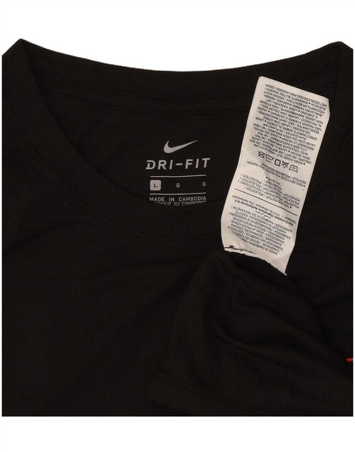 NIKE Herren Dri Fit Graphic T-Shirt Top Large Schwarz Polyester