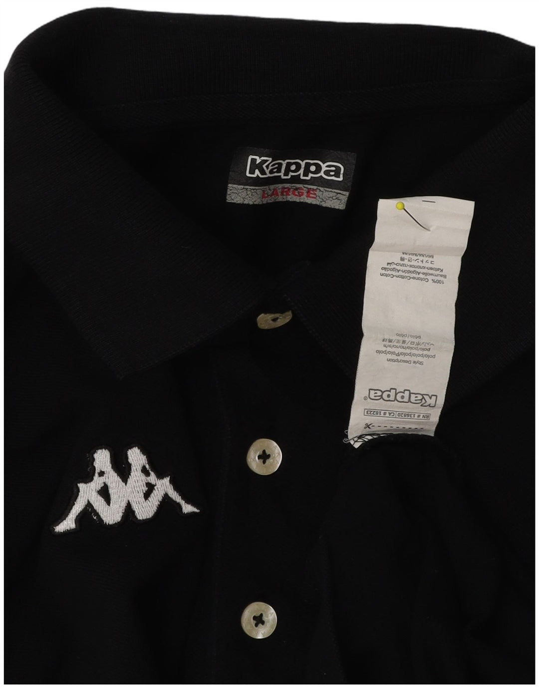 Kappa Herren-Poloshirt, groß, schwarze Baumwolle