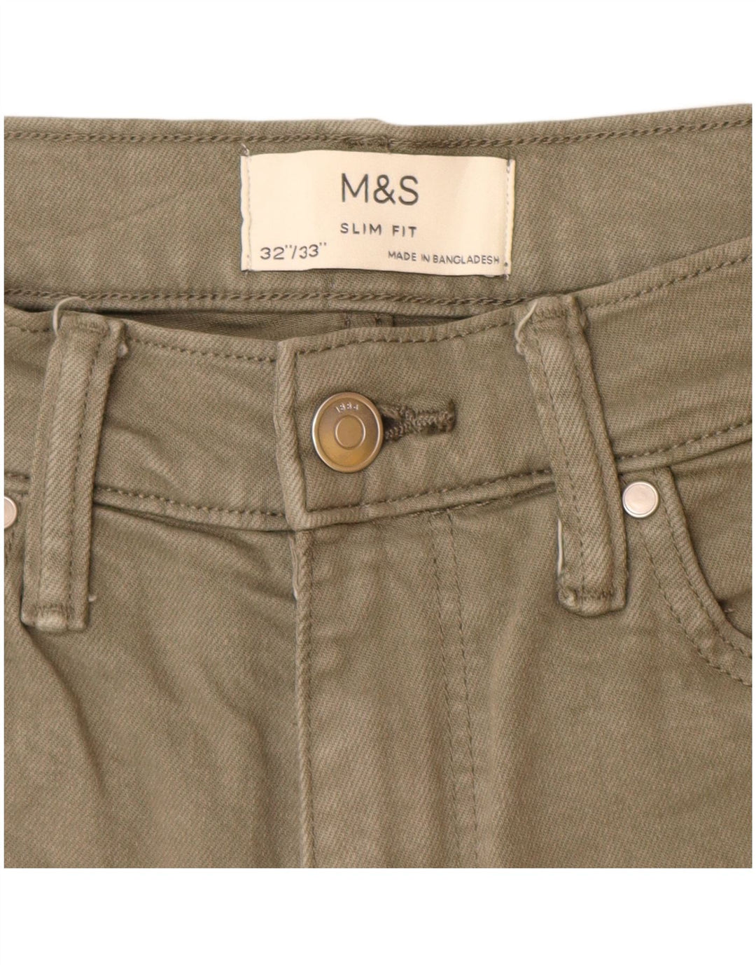 Marks & Spencer Herren Slim Jeans W32 L33 Khaki Baumwolle