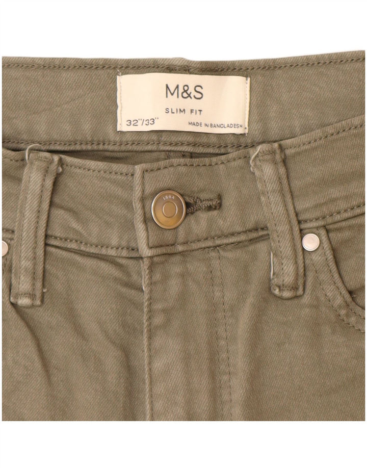 Marks & Spencer Herren Slim Jeans W32 L33 Khaki Baumwolle