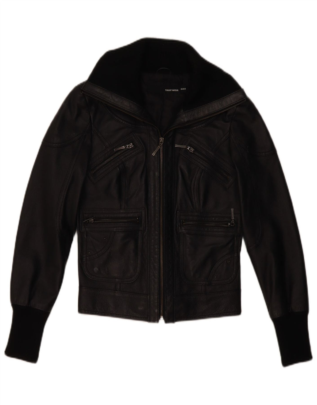 Tally Weil Damen Lederjacke UK 6 XS Schwarzes Leder