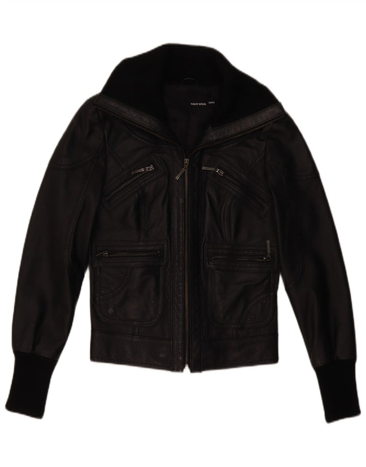 Tally Weil Damen Lederjacke UK 6 XS Schwarzes Leder