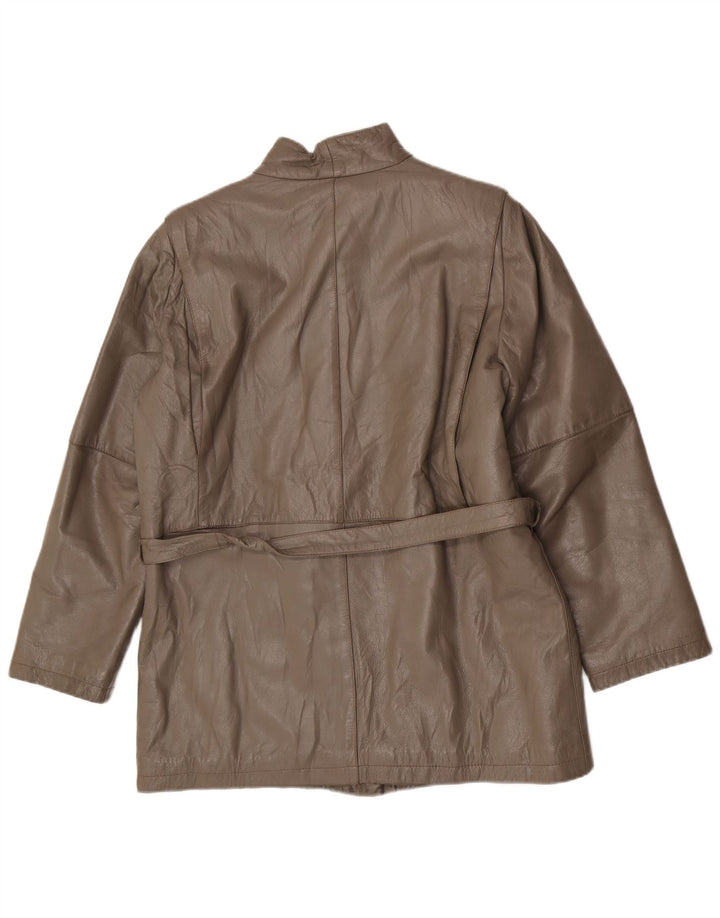 Vintage Damen Jacke mit normaler Passform, Größe 46, großes graues Leder, klassisch