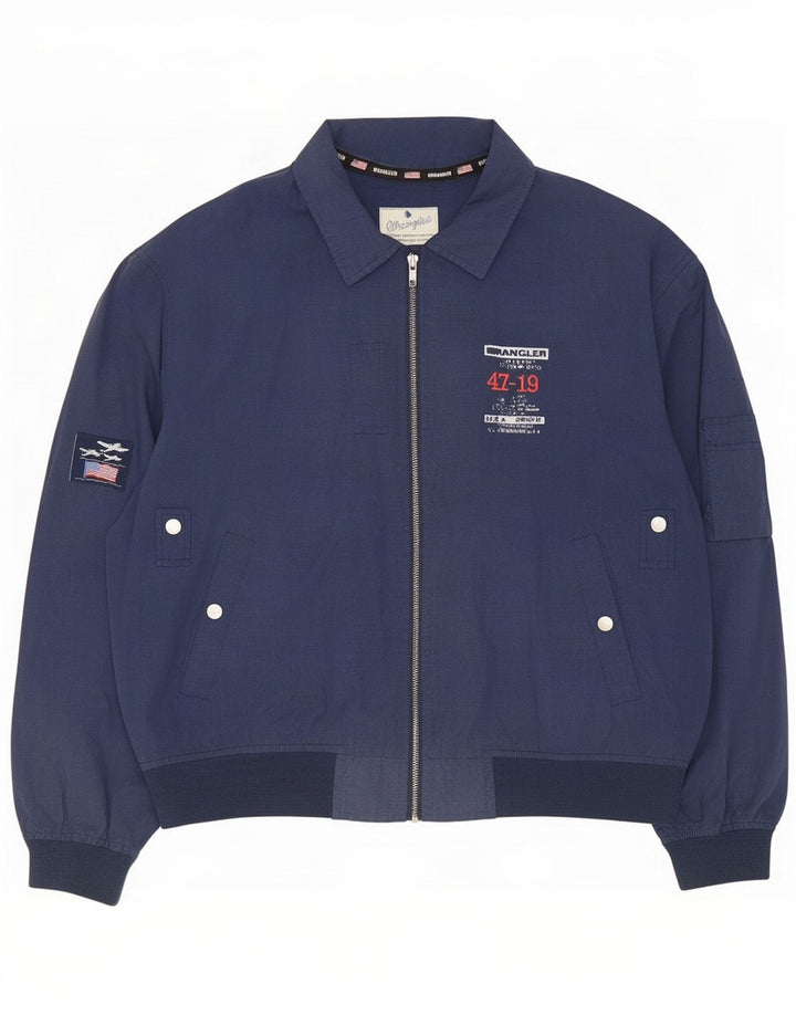 Wrangler Herren-Bomberjacke mit Grafik, UK 40, Größe L, Marineblau, Polyester