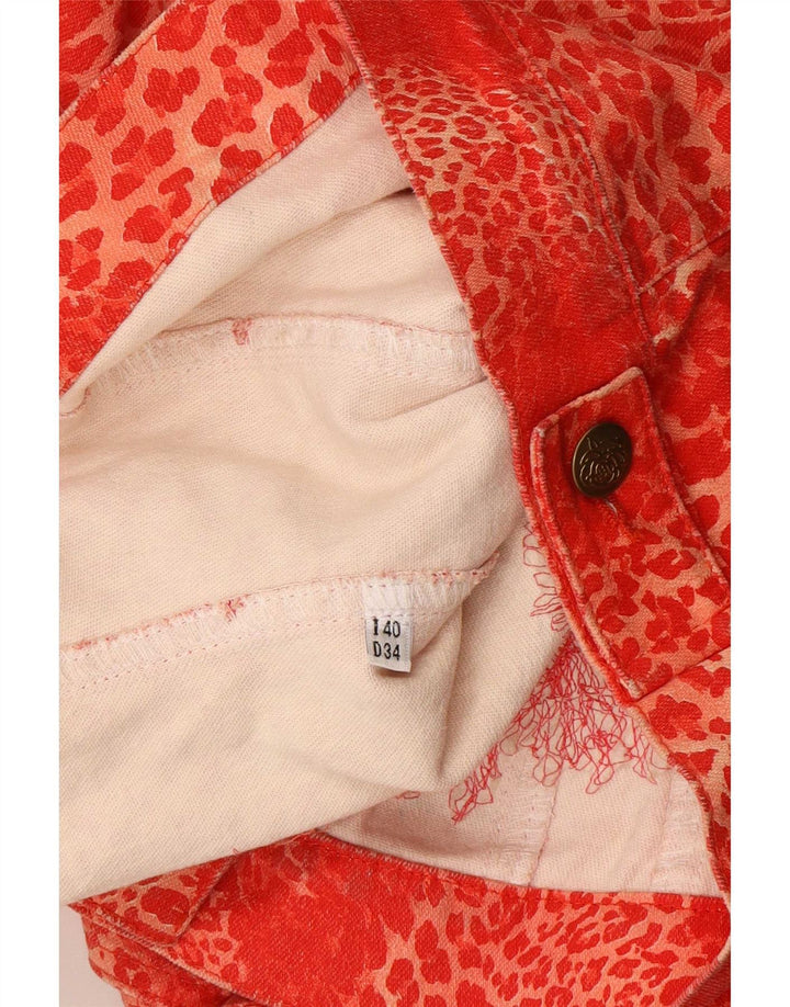 Blumarine Damen Jeansjacke IT 40 Kleiner roter Tierdruck