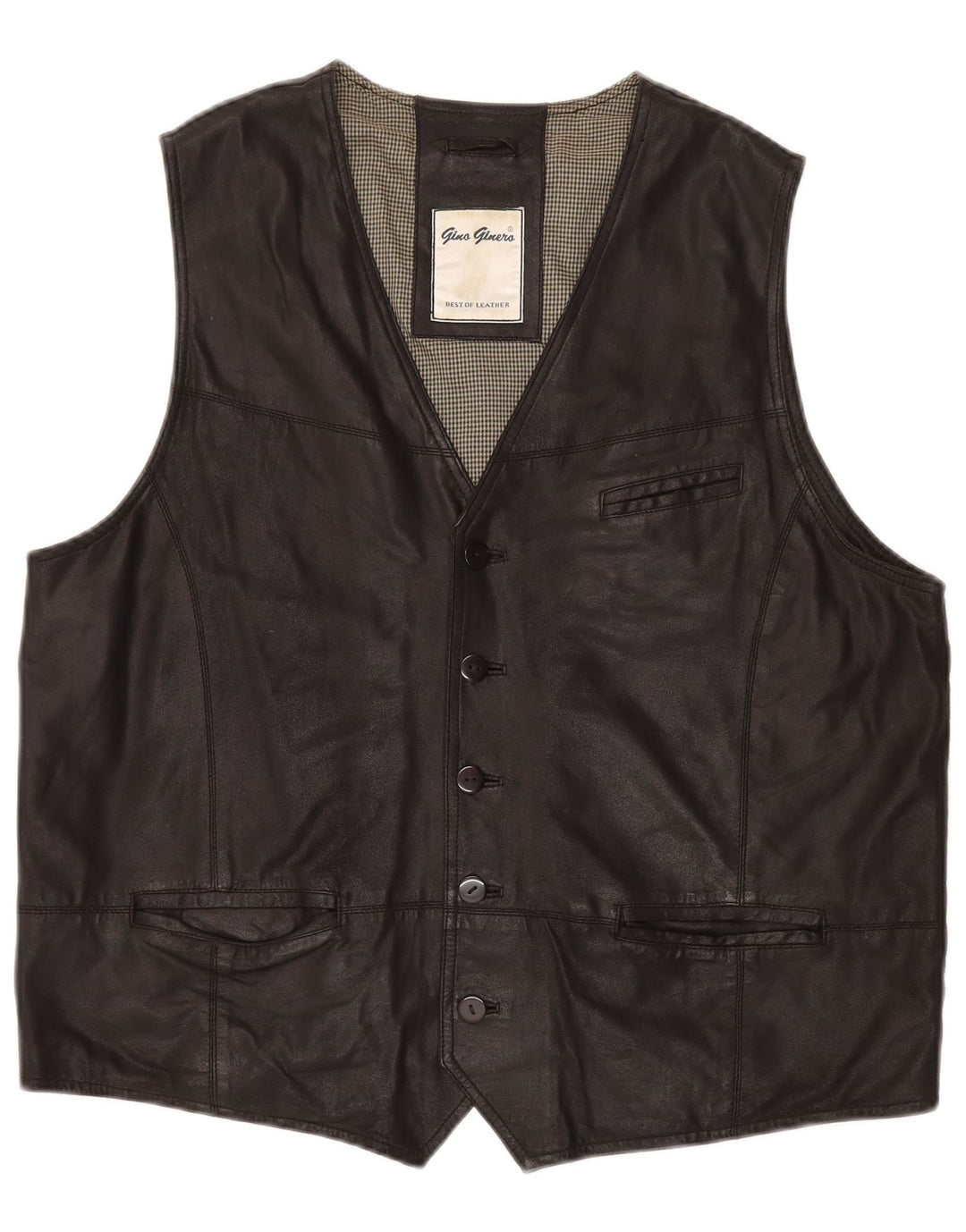 VINTAGE Herren Lederweste Großes schwarzes Leder
