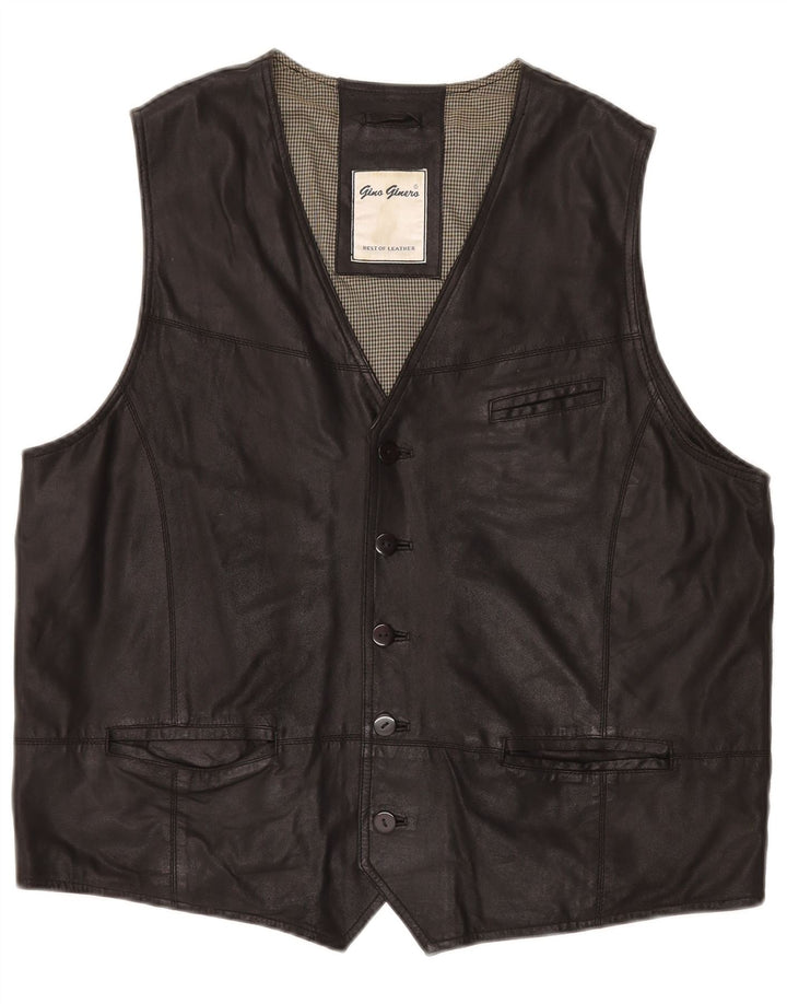 VINTAGE Herren Lederweste Großes schwarzes Leder