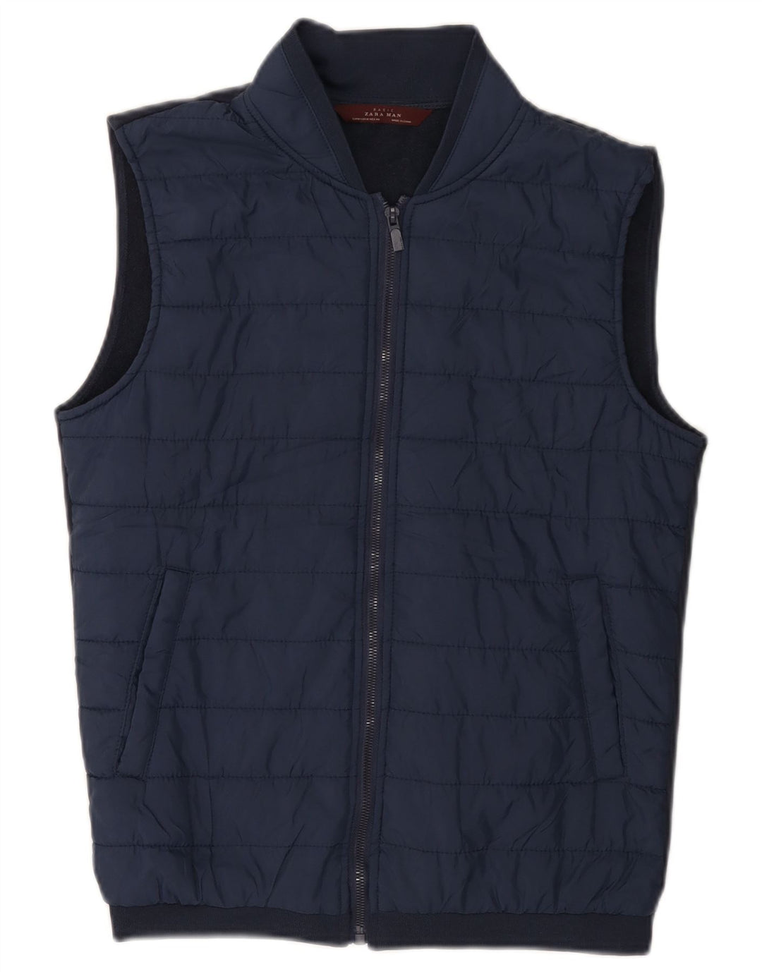 ZARA Herren Wattierte Weste UK 38 Medium Marineblau