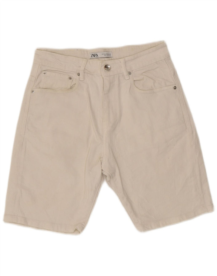 Zara Herren Jeansshorts EU 38 Small W30 Weiße Baumwolle