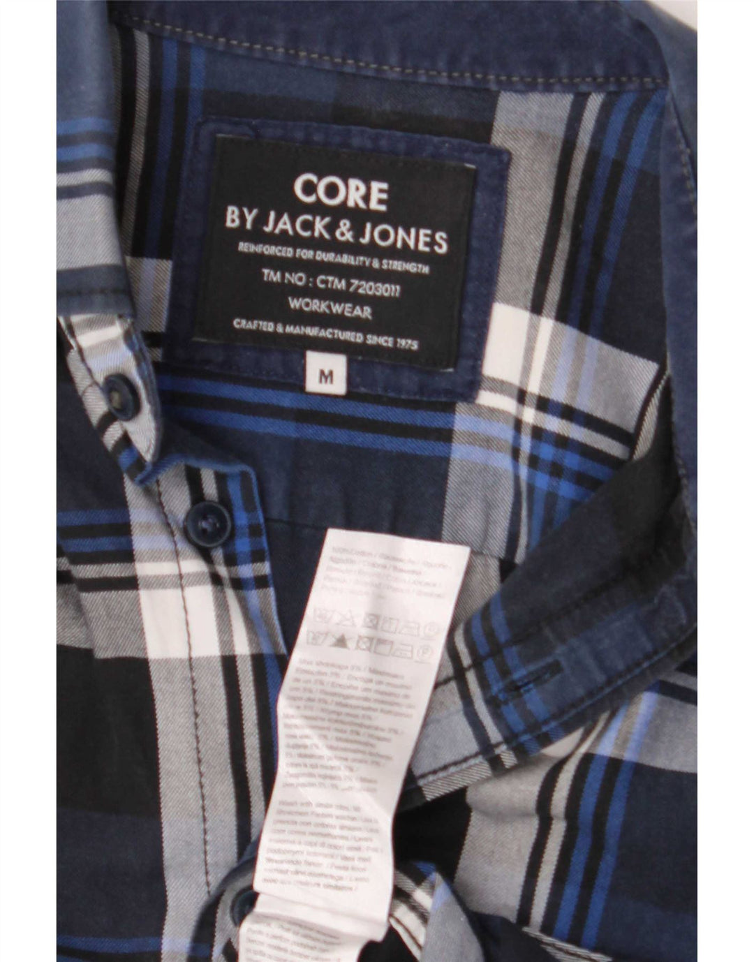 Jack & Jones Herren Flanellhemd Mittelblau karierte Baumwolle