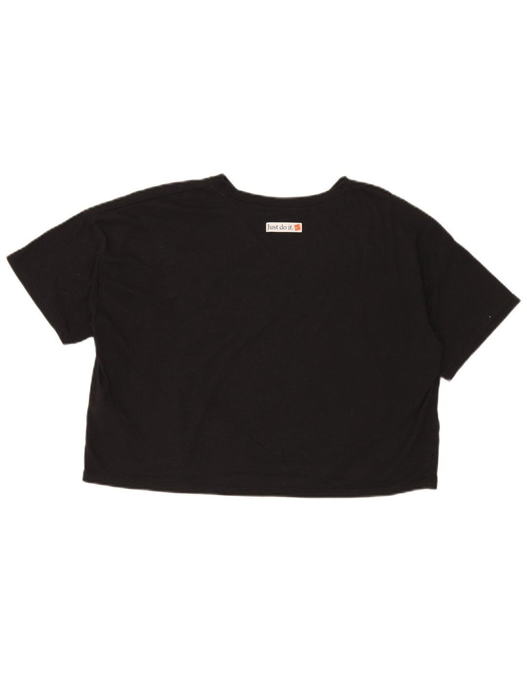 Nike Damen Dri Fit Crop Übergroßes Grafik-T-Shirt-Oberteil UK 14 Medium Schwarz