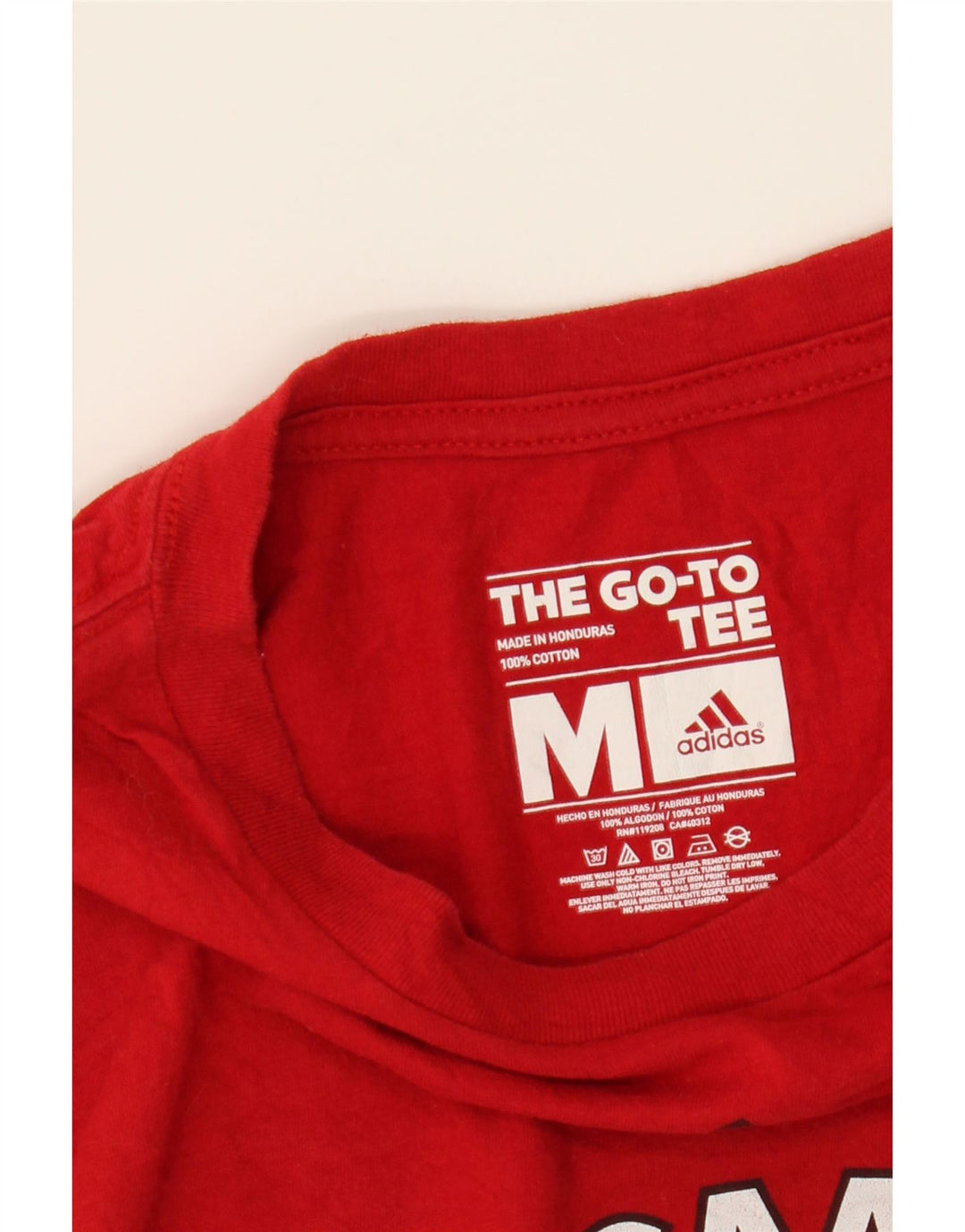 ADIDAS Mens Graphic T-Shirt Top Medium Red Cotton Vintage Adidas and Second-Hand Adidas from Messina Hembry 