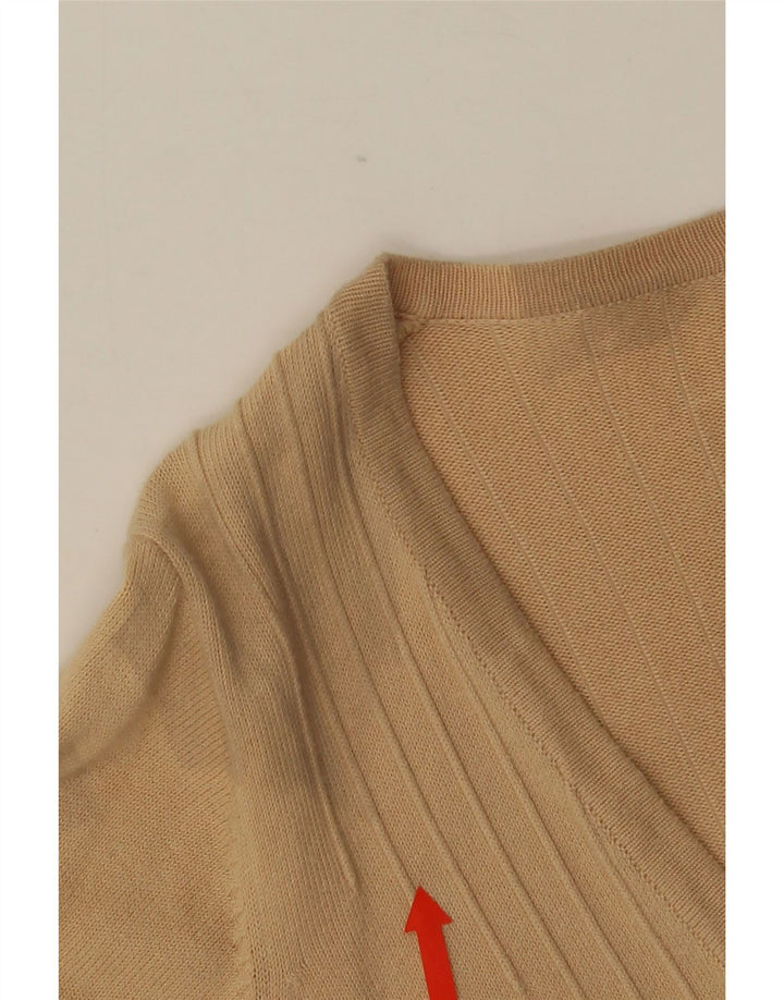 MARKS & SPENCER Damen Crop Cardigan Pullover UK 12 Mittelbeige Baumwolle