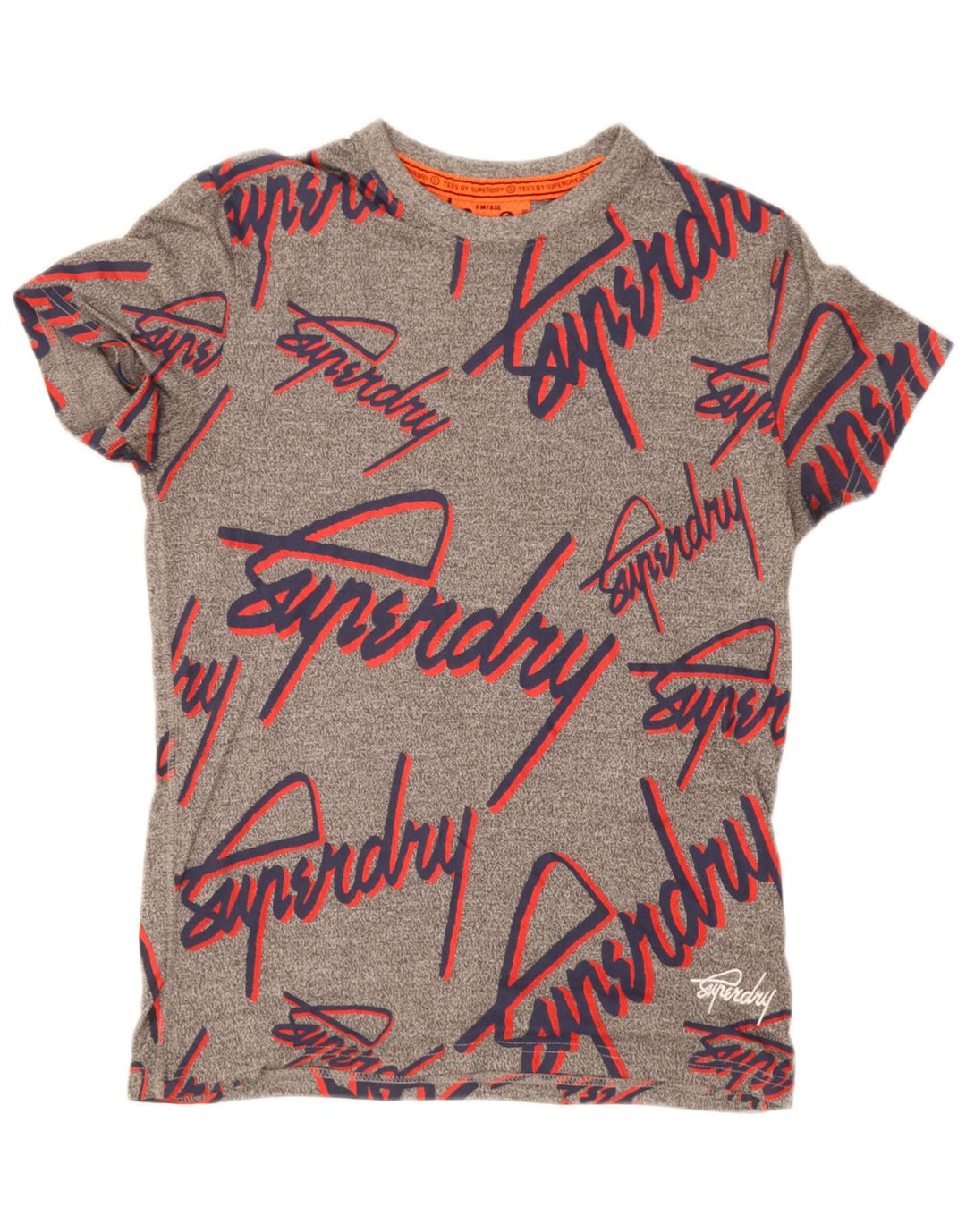 Superdry Herren-T-Shirt mit Grafik, Größe S, grau gesprenkelte Baumwolle