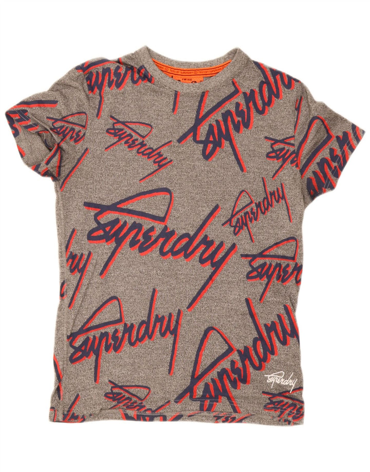 Superdry Herren-T-Shirt mit Grafik, Größe S, grau gesprenkelte Baumwolle
