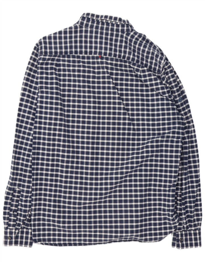Superdry Herrenhemd 2XL Marineblau kariert Baumwolle