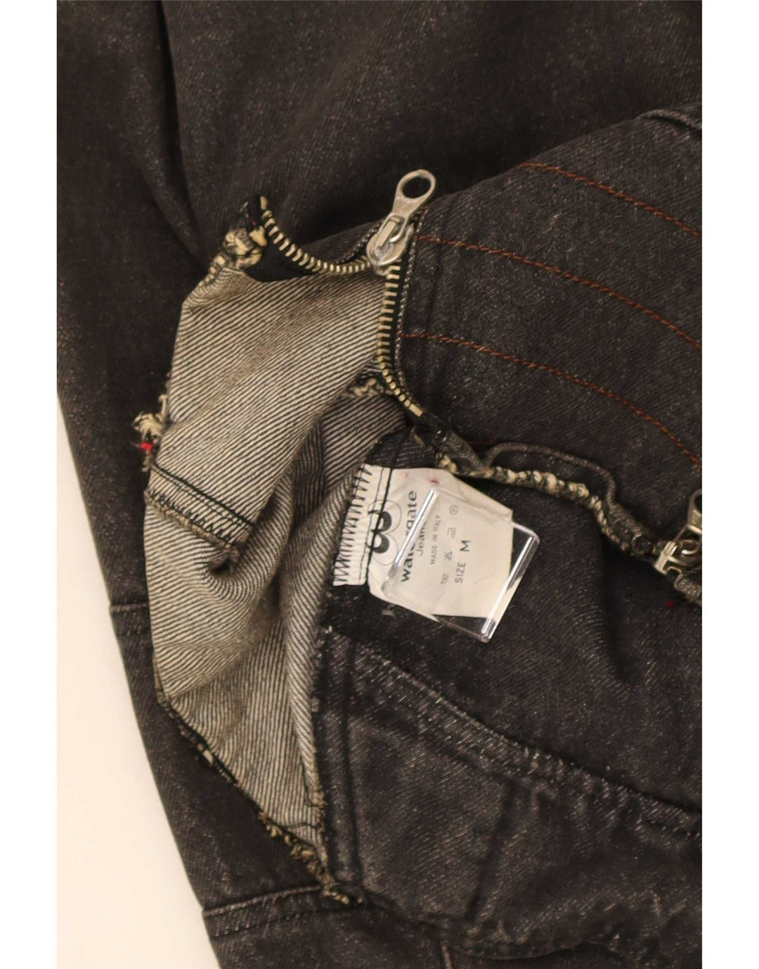 Vintage Damen Übergroße Crop Denim Bikerjacke UK 14 Mittelschwarze Baumwolle