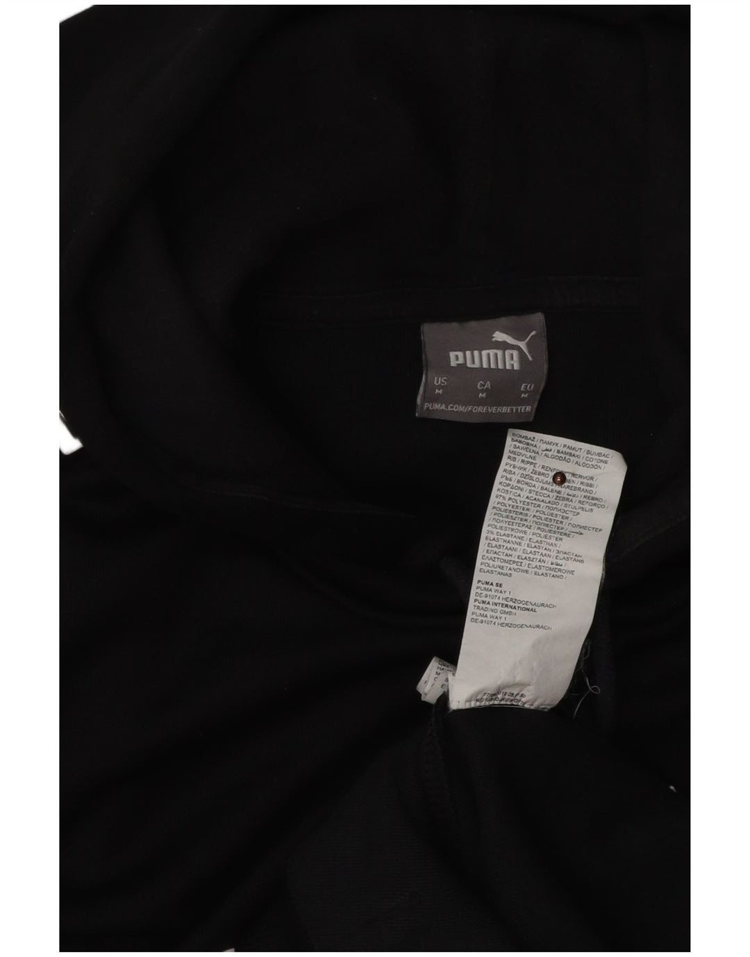 PUMA Mens Graphic Hoodie Jumper Medium Black Colourblock Cotton