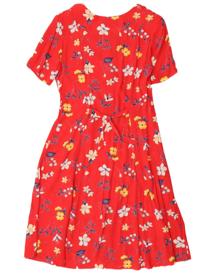 Vilona Moda Damen A-Linien-Kleid EU 38 Mittelrote Viskose mit Blumenmuster