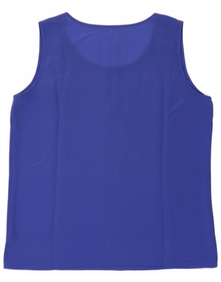 Vintage Damen Durchsichtiges Weste Top UK 8 Kleine blaue Seide