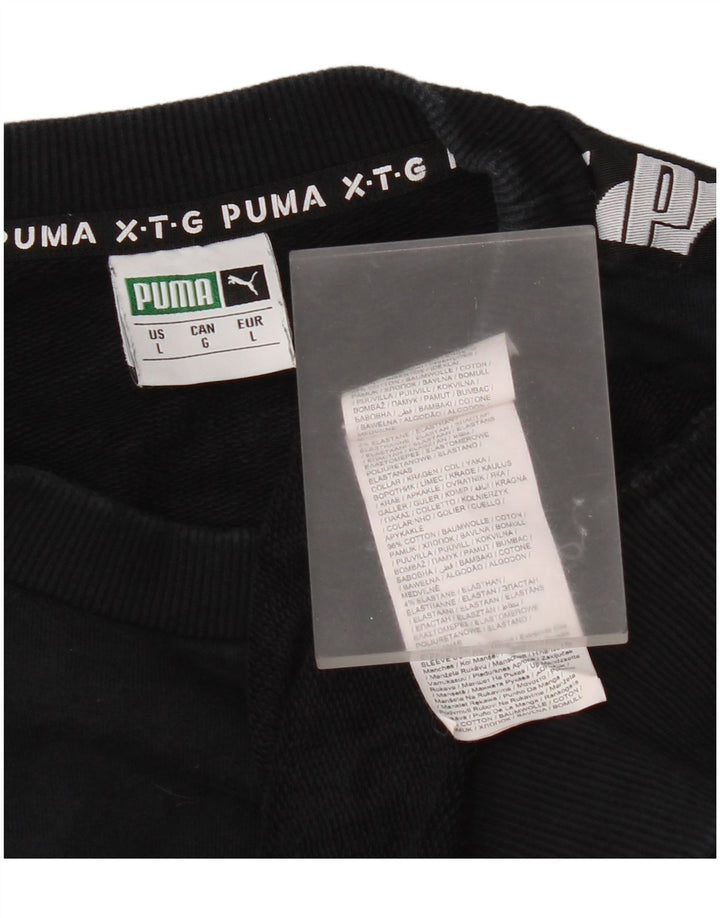 Puma Herren Grafik-Sweatshirt-Pullover, groß, schwarze Farbblock-Baumwolle