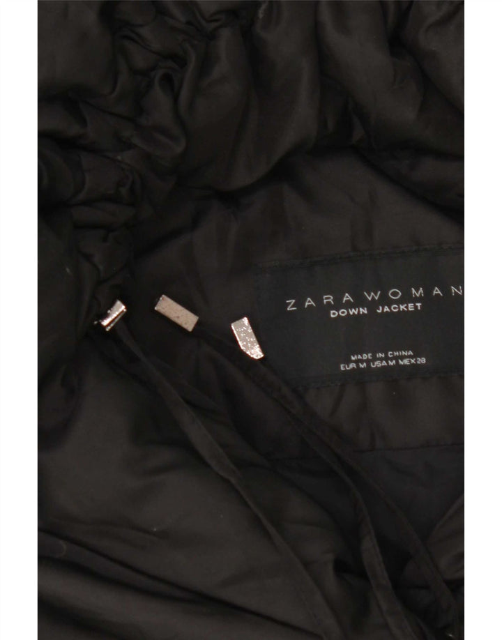 Zara Damen Kapuzenmantel, gepolstert, UK 14, mittelschwarz