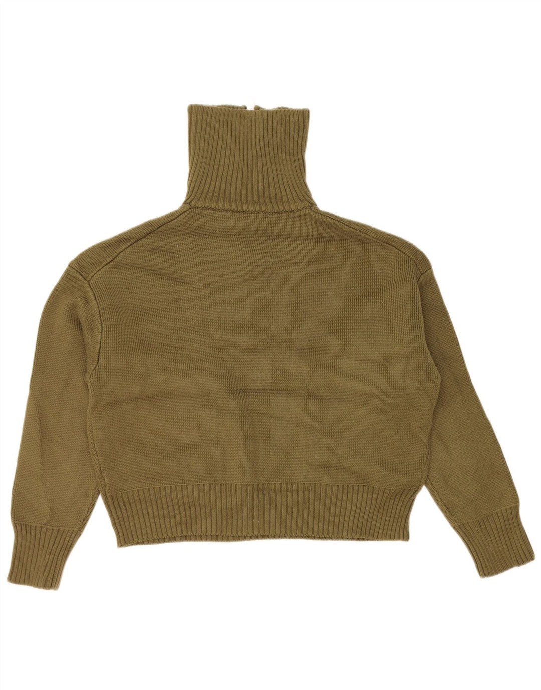ZARA Womens Zip Roll Neck Jumper Sweater UK 10 Small Green Polyester