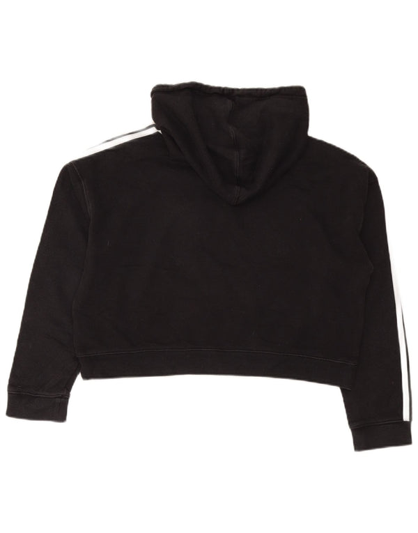 Adidas Damen Crop Oversized Hoodie Pullover UK 10 Small Schwarz Baumwolle