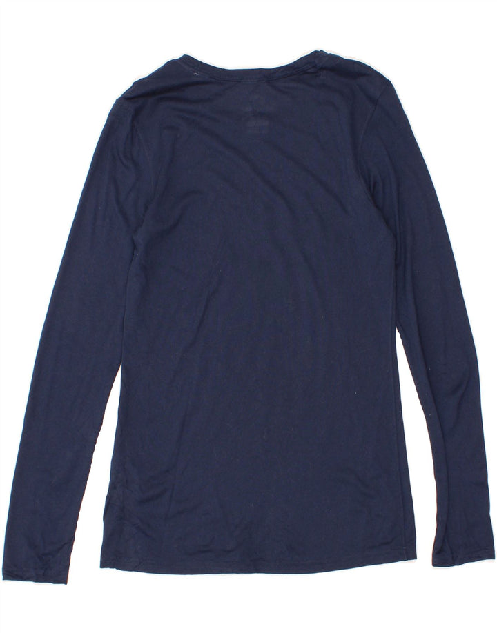 NIKE Womens Dri Fit Graphic Top Long Sleeve UK 10 Small Navy Blue Vintage Nike and Second-Hand Nike from Messina Hembry 