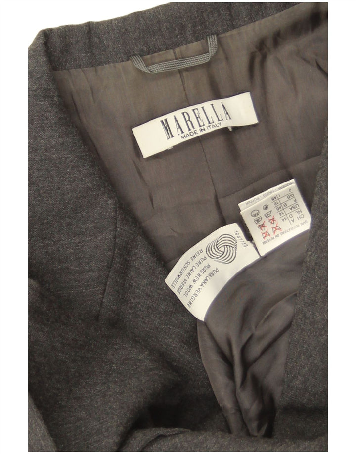 Marella Damen 3-Knopf-Blazerjacke UK 18 XL Graue Schurwolle