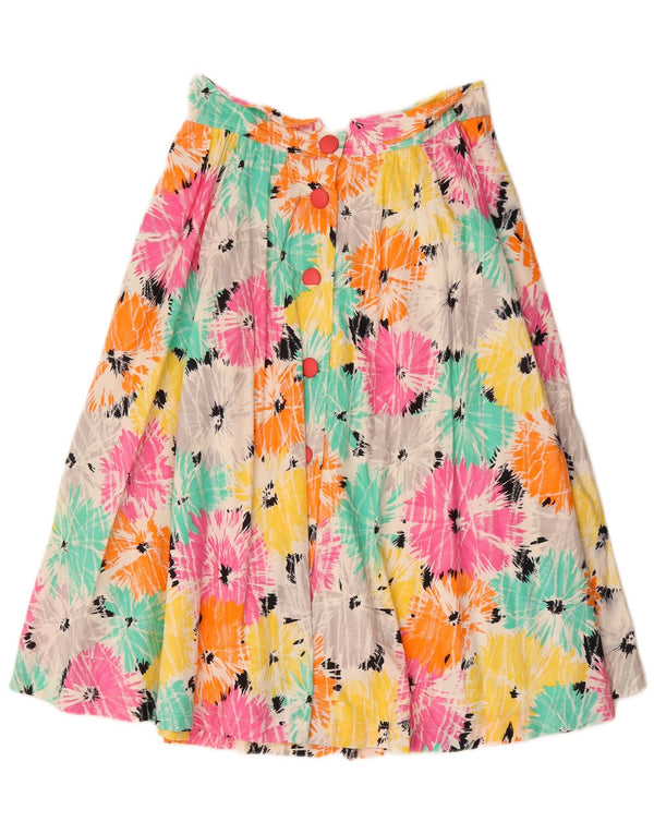 Vintage Damen A-Linienrock EU 40 Medium W30 Mehrfarbige florale Baumwolle