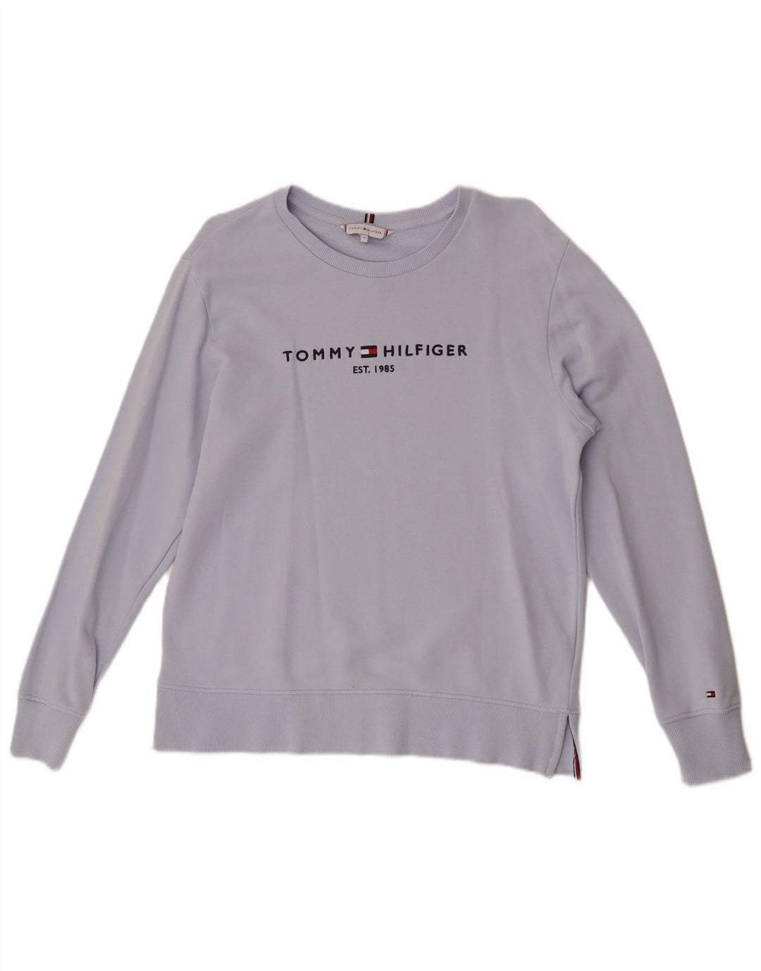 Tommy Hilfiger Damen Grafik-Sweatshirt-Pullover UK 14 Mittelblaue Baumwolle