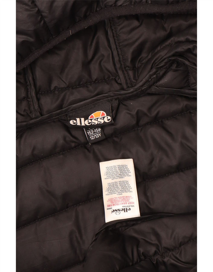 Ellesse Wattierte Jacke mit Kapuze für Jungen, 12–13 Jahre, schwarzes Polyester
