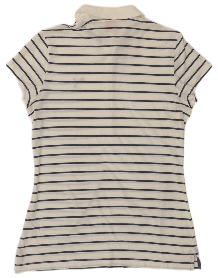 PUMA Damen Poloshirt UK 12 Medium Weiß gestreift