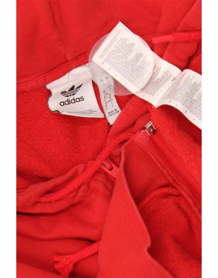 Adidas Herren-Kapuzenpullover mit Reißverschluss, groß, aus roter Baumwolle