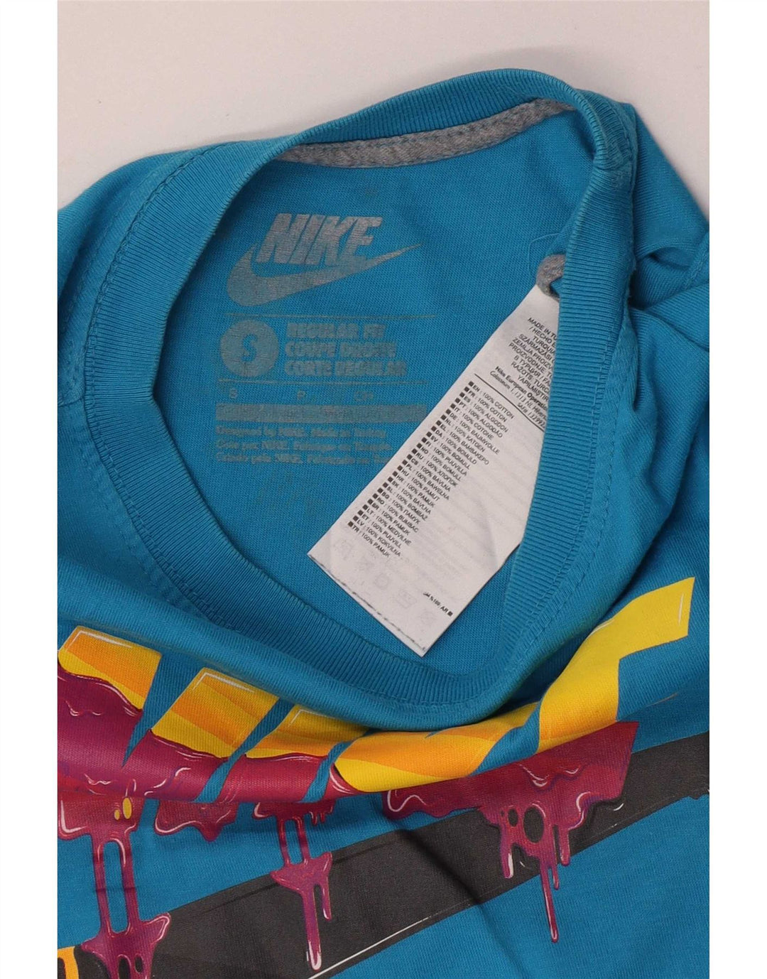 Nike Herren-T-Shirt mit normaler Passform, Grafik, Größe S, Blau, Baumwolle