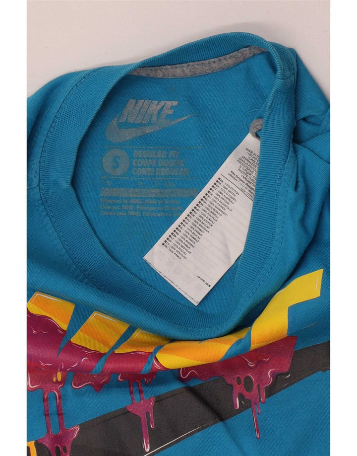 Nike Herren-T-Shirt mit normaler Passform, Grafik, Größe S, Blau, Baumwolle