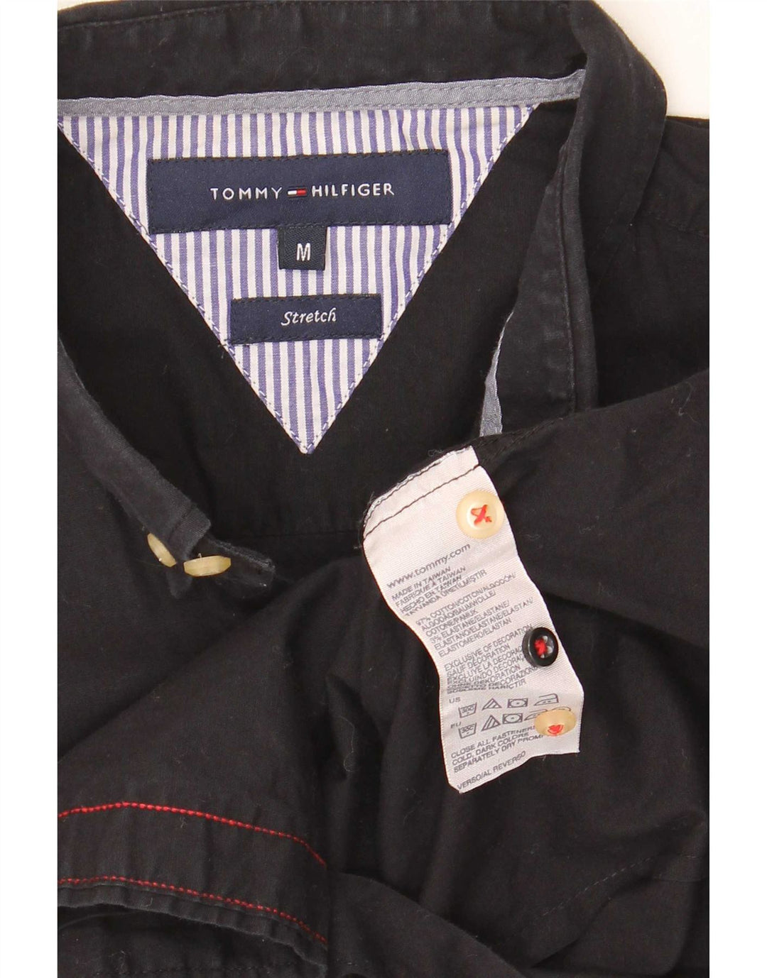 Tommy Hilfiger Herren-Stretchhemd aus mittelschwarzer Baumwolle