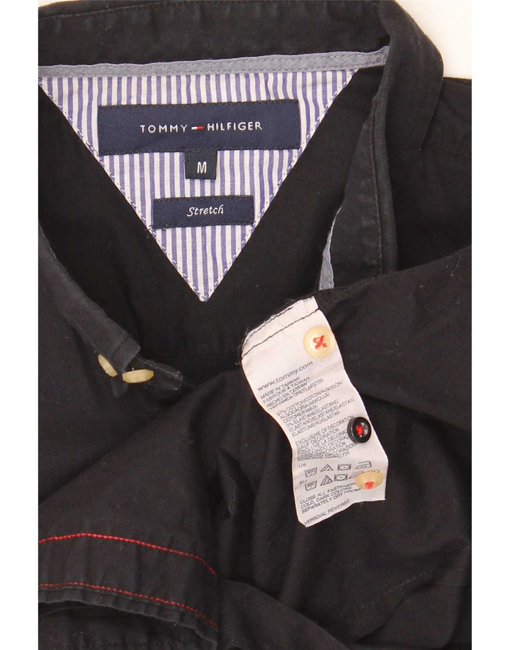 Tommy Hilfiger Herren-Stretchhemd aus mittelschwarzer Baumwolle