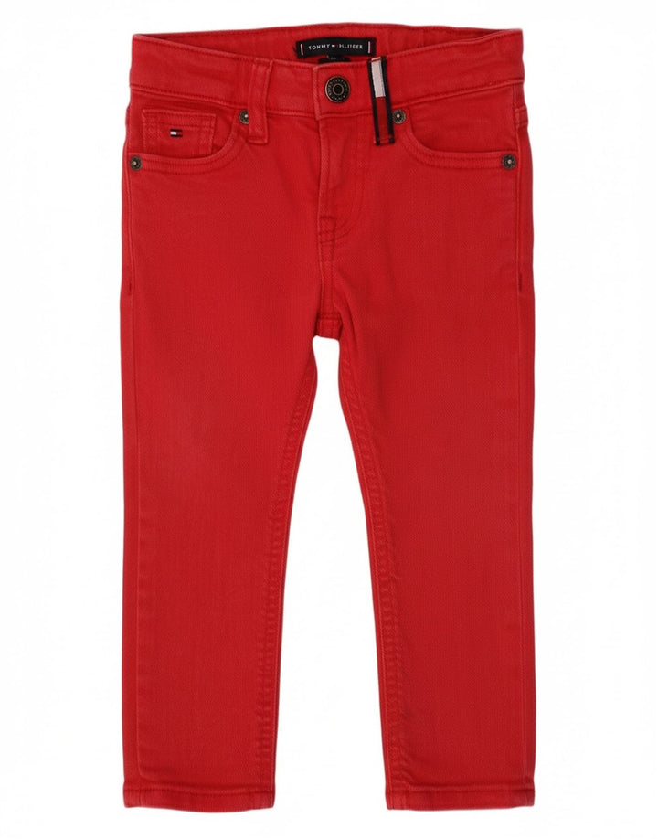 TOMMY HILFIGER Boys Slim Jeans 2-3 Years W20 L12 Red Cotton