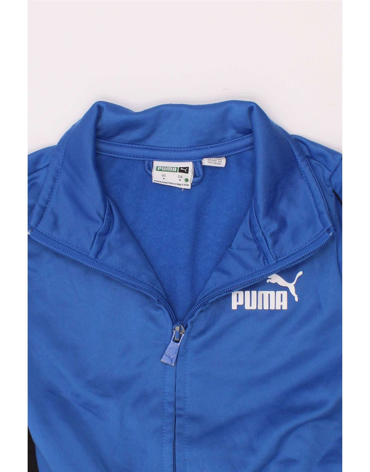 Puma Jungen-Trainingsanzug-Top-Jacke, 3–4 Jahre, blaues Farbblock-Polyester