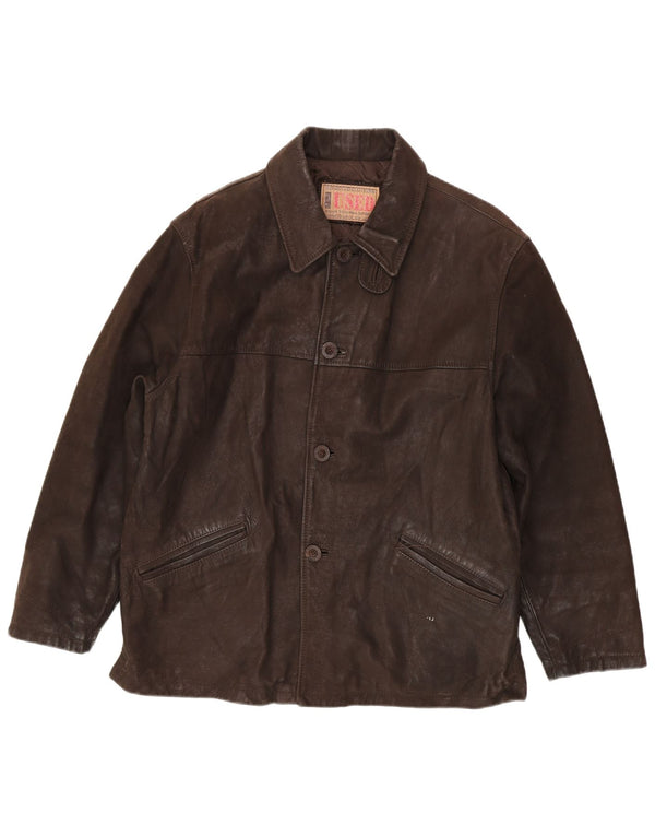 Vintage Herren Lederjacke IT 48 Mittelbraun