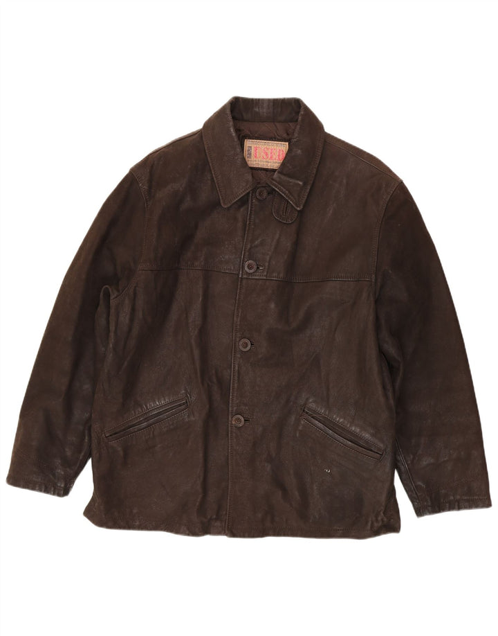 Vintage Herren Lederjacke IT 48 Mittelbraun