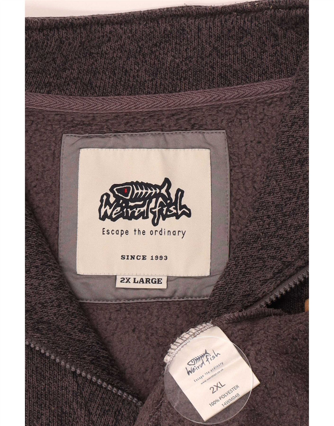 Weird Fish Herren-Pullover mit Reißverschluss, 2XL, grau, Polyester