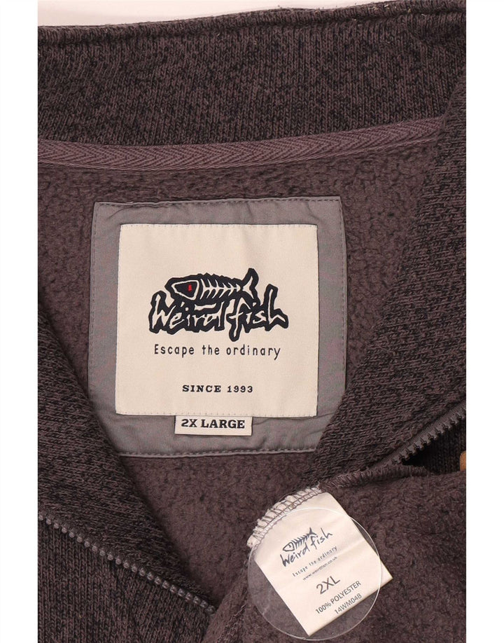 Weird Fish Herren-Pullover mit Reißverschluss, 2XL, grau, Polyester