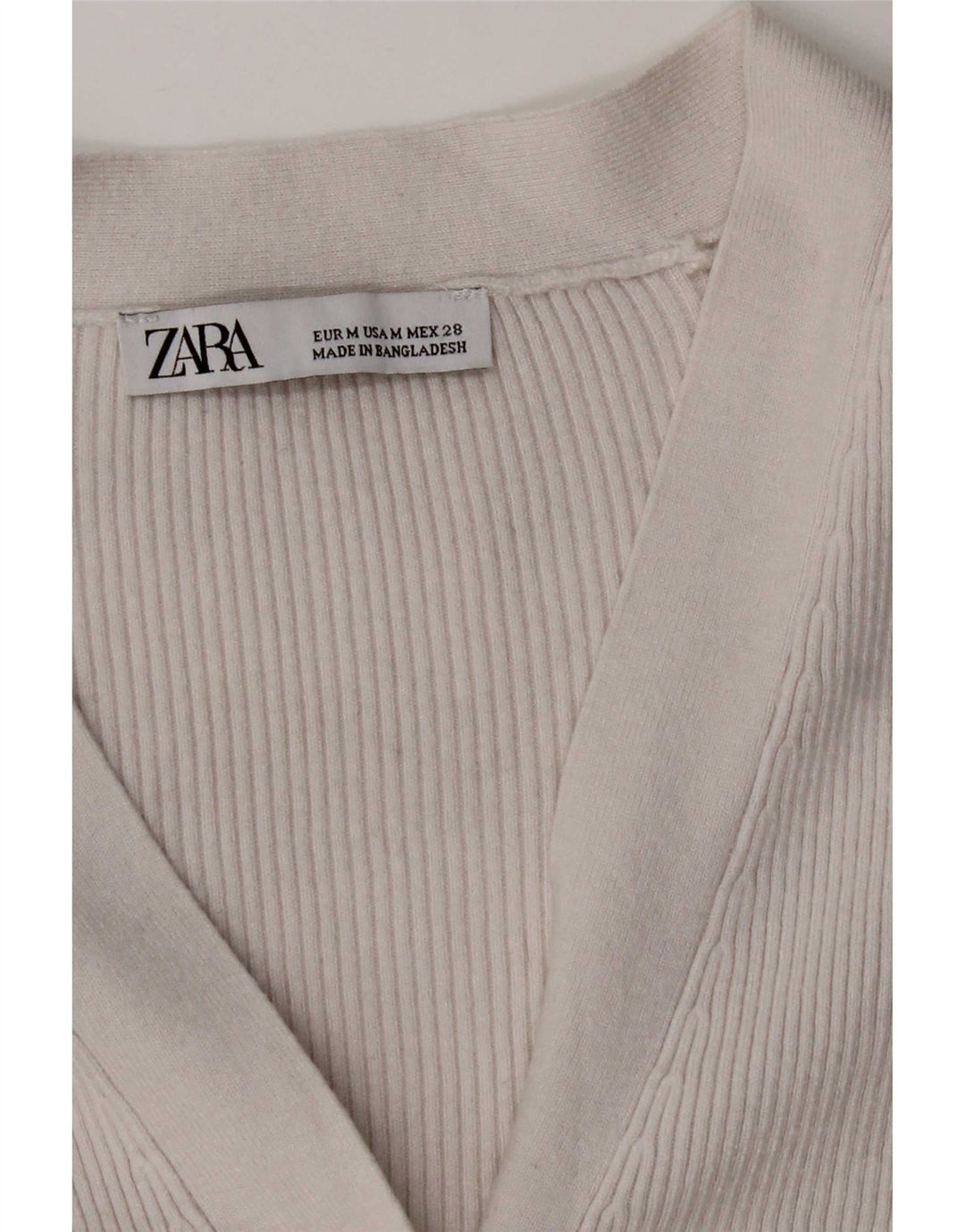 Zara Damen Crop Cardigan Pullover UK 14 Mittelweiß