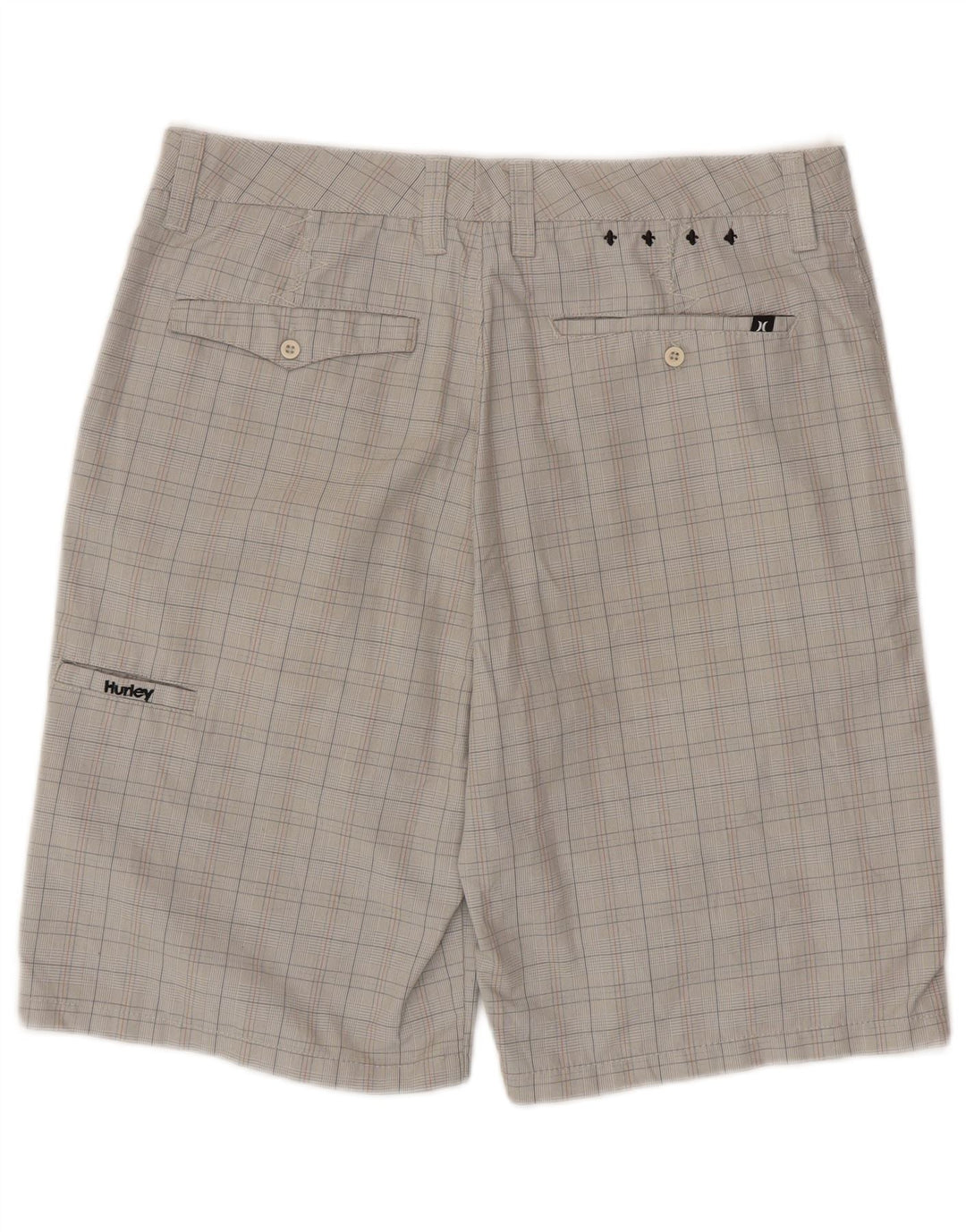 HURLEY Herren Cargoshorts W32 Mittelgrau kariertes Polyester