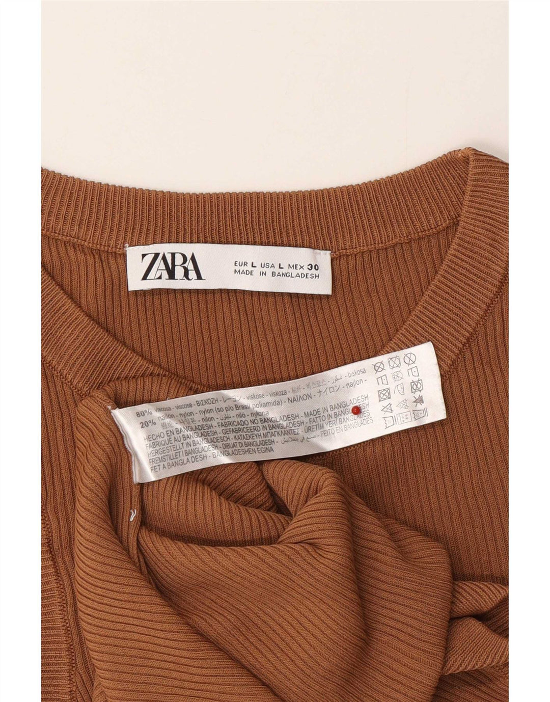 Zara Damen Weste Top UK 14 Große braune Viskose