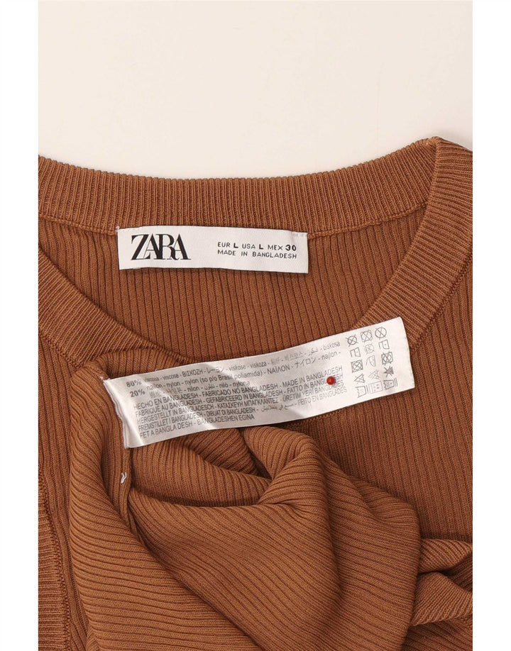Zara Damen Weste Top UK 14 Große braune Viskose