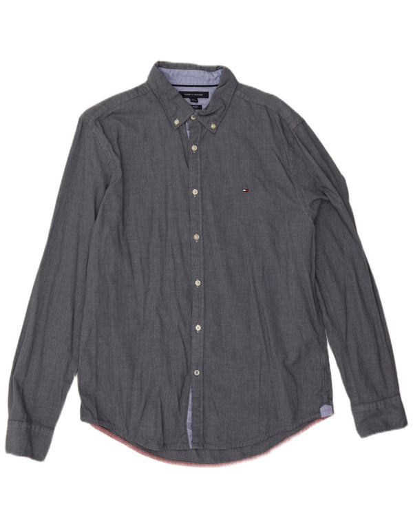 Tommy Hilfiger Mens Slim Fit Shirt Large Navy Blue Cotton